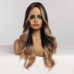 New in Package OMBRE BROWN BLONDE LONG FASHION WAVE SYNTHETIC WIG 28”